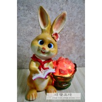 雙喜橘黃兔兔--紅領巾水桶造型